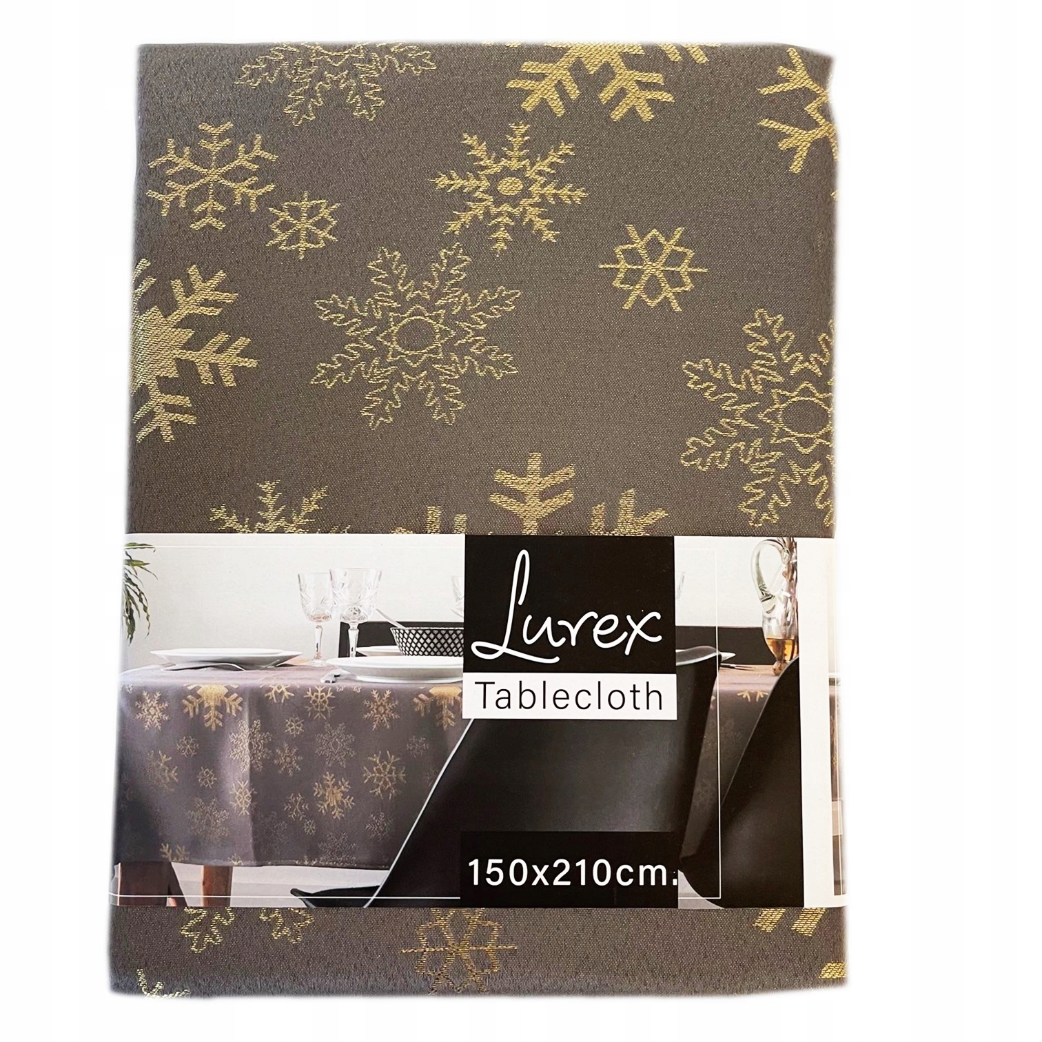 

Obrus Świąteczny 150x210 Święta Złote Gwiazdki sz