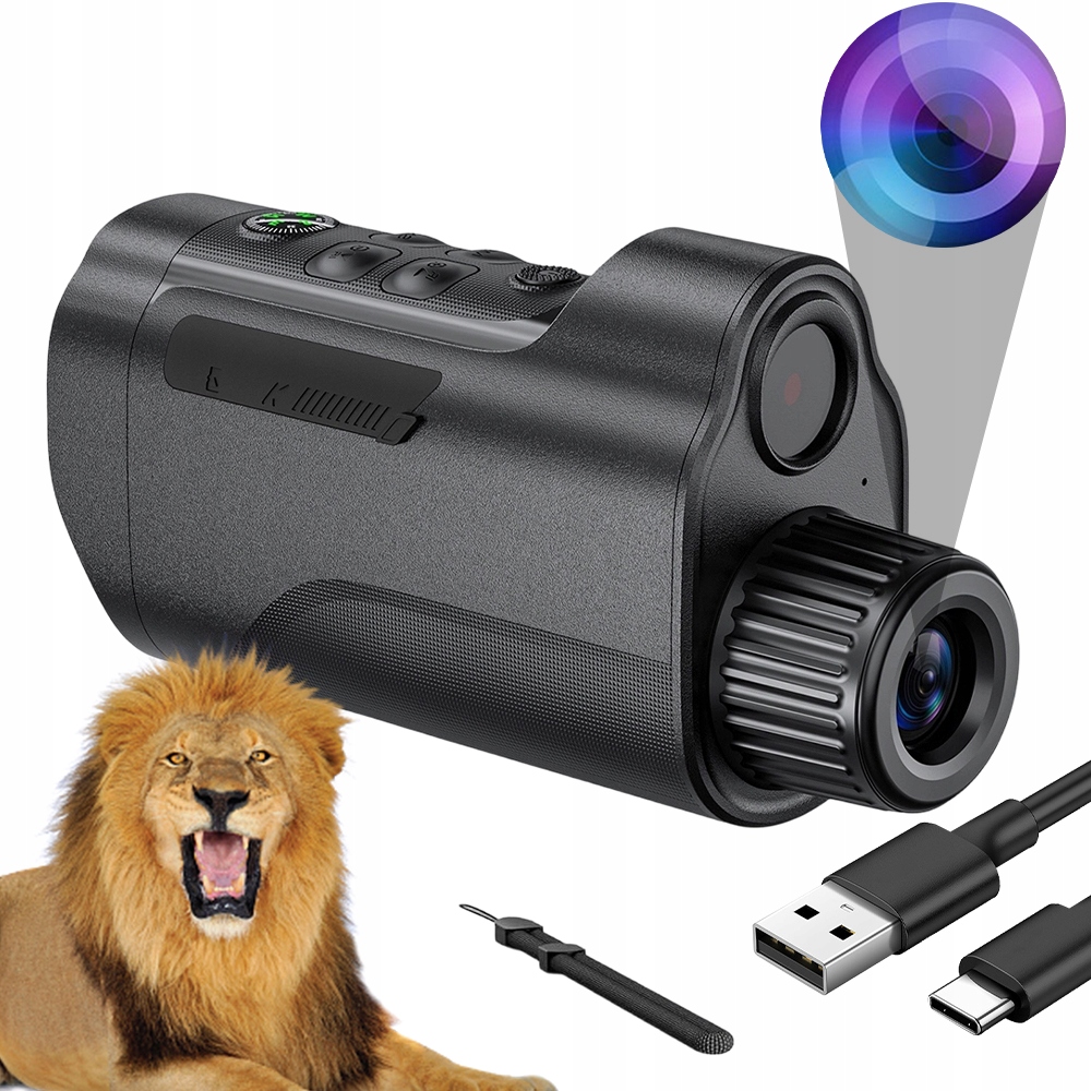 Monokular Noktowizyjny Na Podczerwień Zoom X10 5w 800m Zasięg 2000Mah 1080p