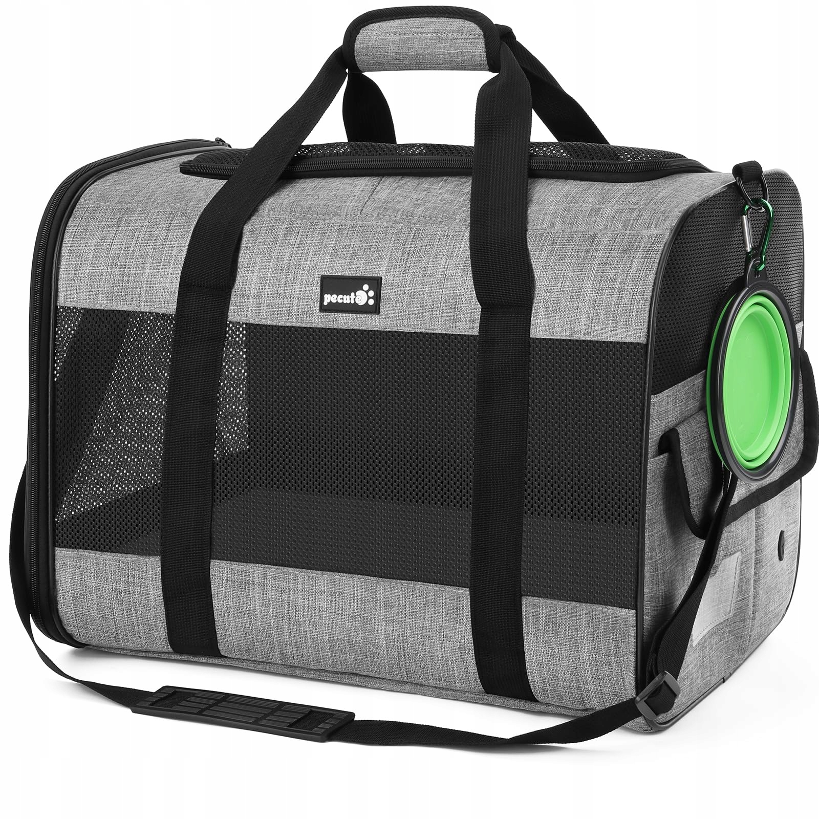 Levně Pecute Skládací přepravní taška pro psy a kočky do 8 kg Šedá