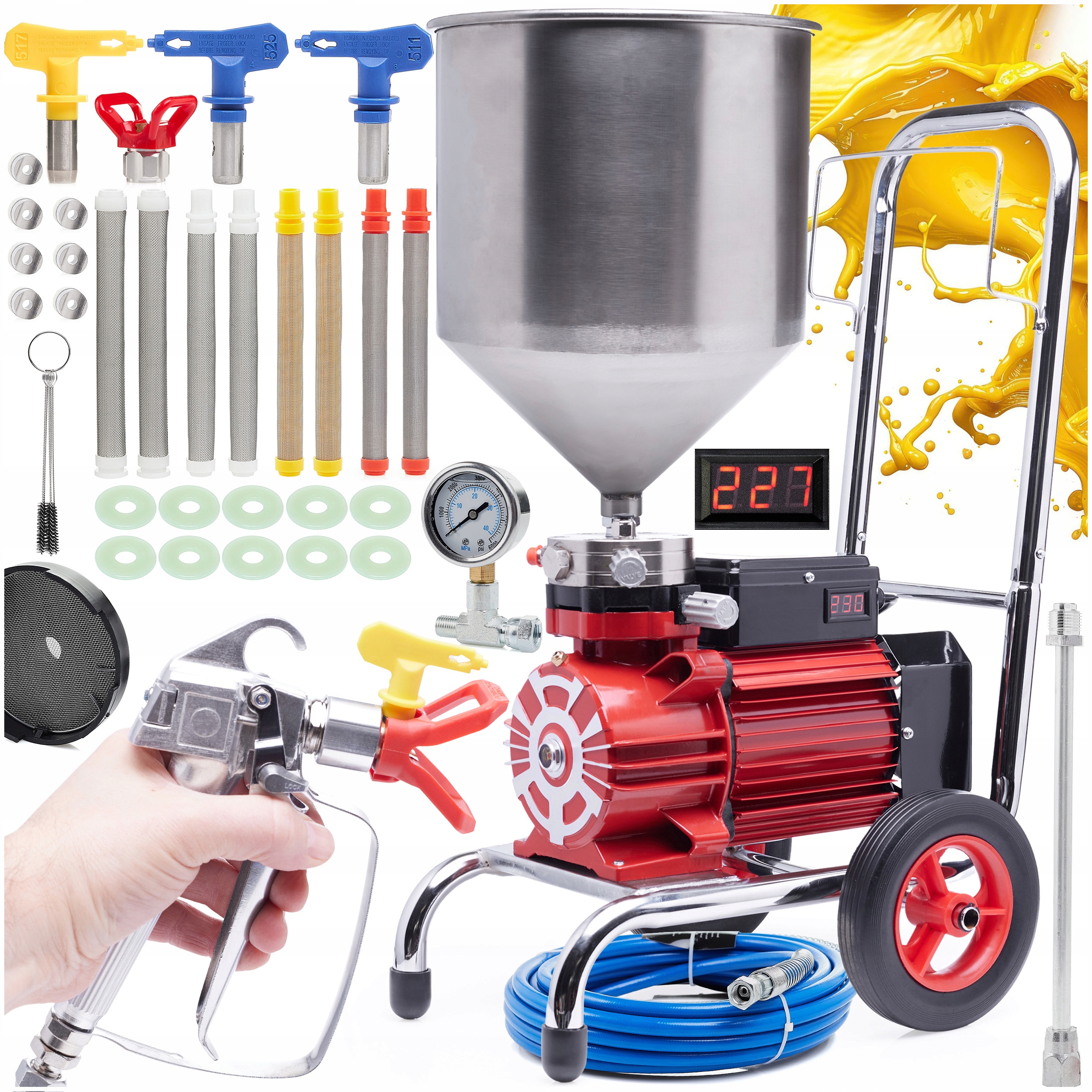 Agregat Malarski Membranowy Hydrodynamiczny 3500W Zbiornik 18L Dysze Filtry