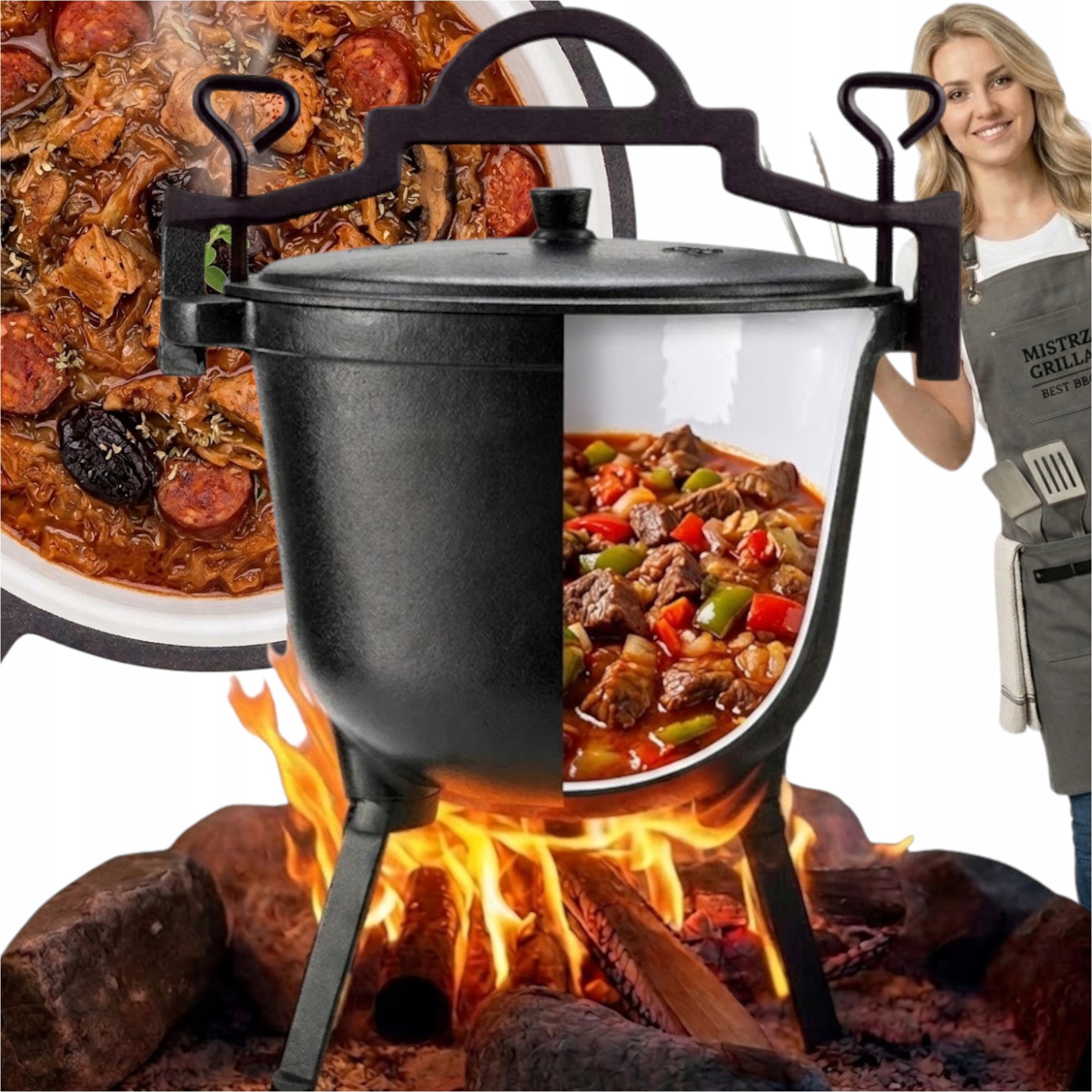 Litinový Lovecký Kotlík Pro Zavěšení Na Trojnožku, Ohniště