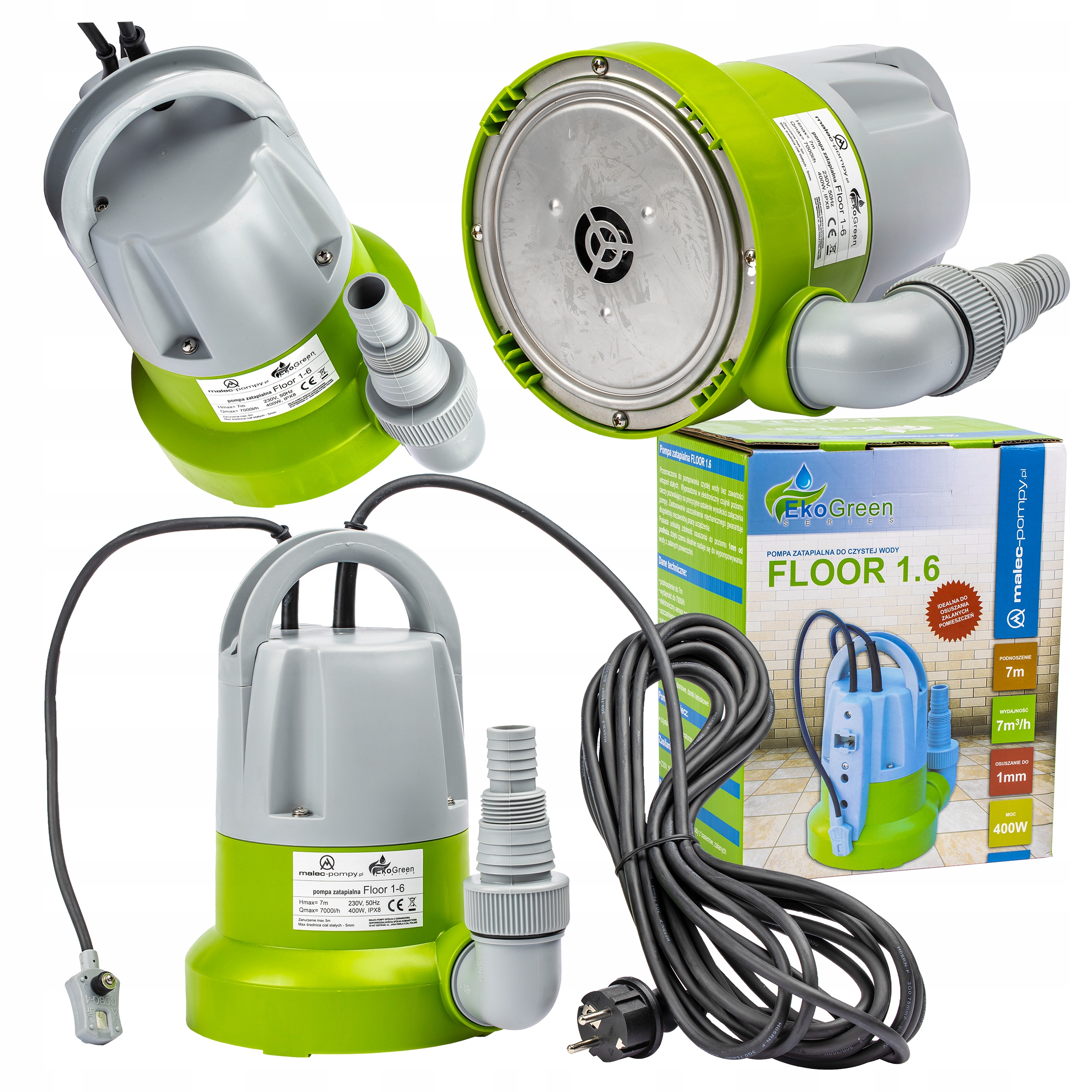 Pompa Zatapialna Floor 1.6 Do Wypompowywania Wody Osuszania Do 1mm Zalania