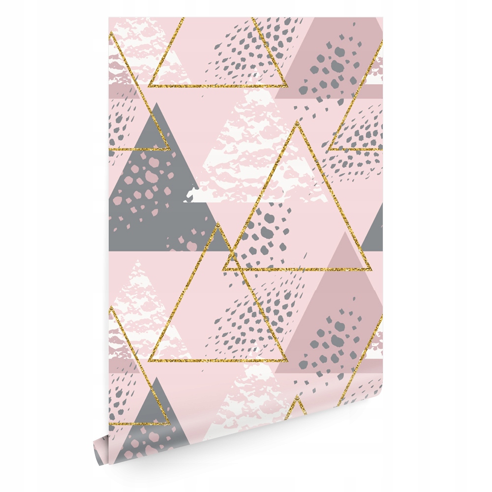 

Tapeta geometryczna trójkąty złota pastelowa T0765