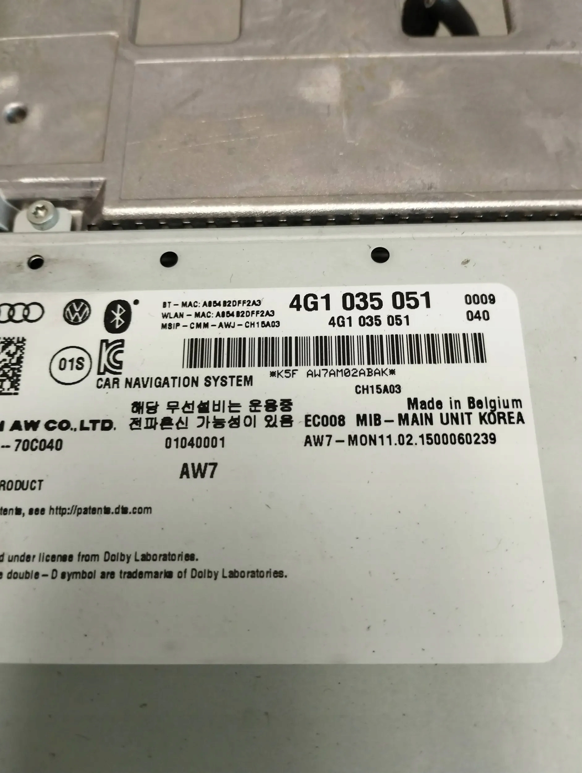 Audi A6 C7 4G JEDNOSTKA MMI 4G1035051