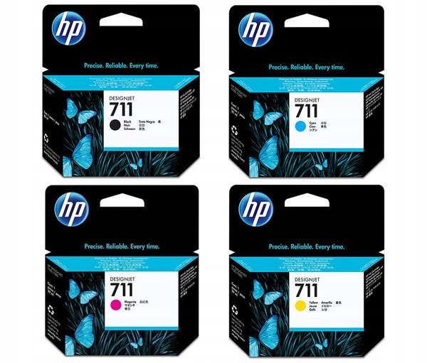 4x tusz Hp 711 Black Hp 711 Cmy do T120 T520