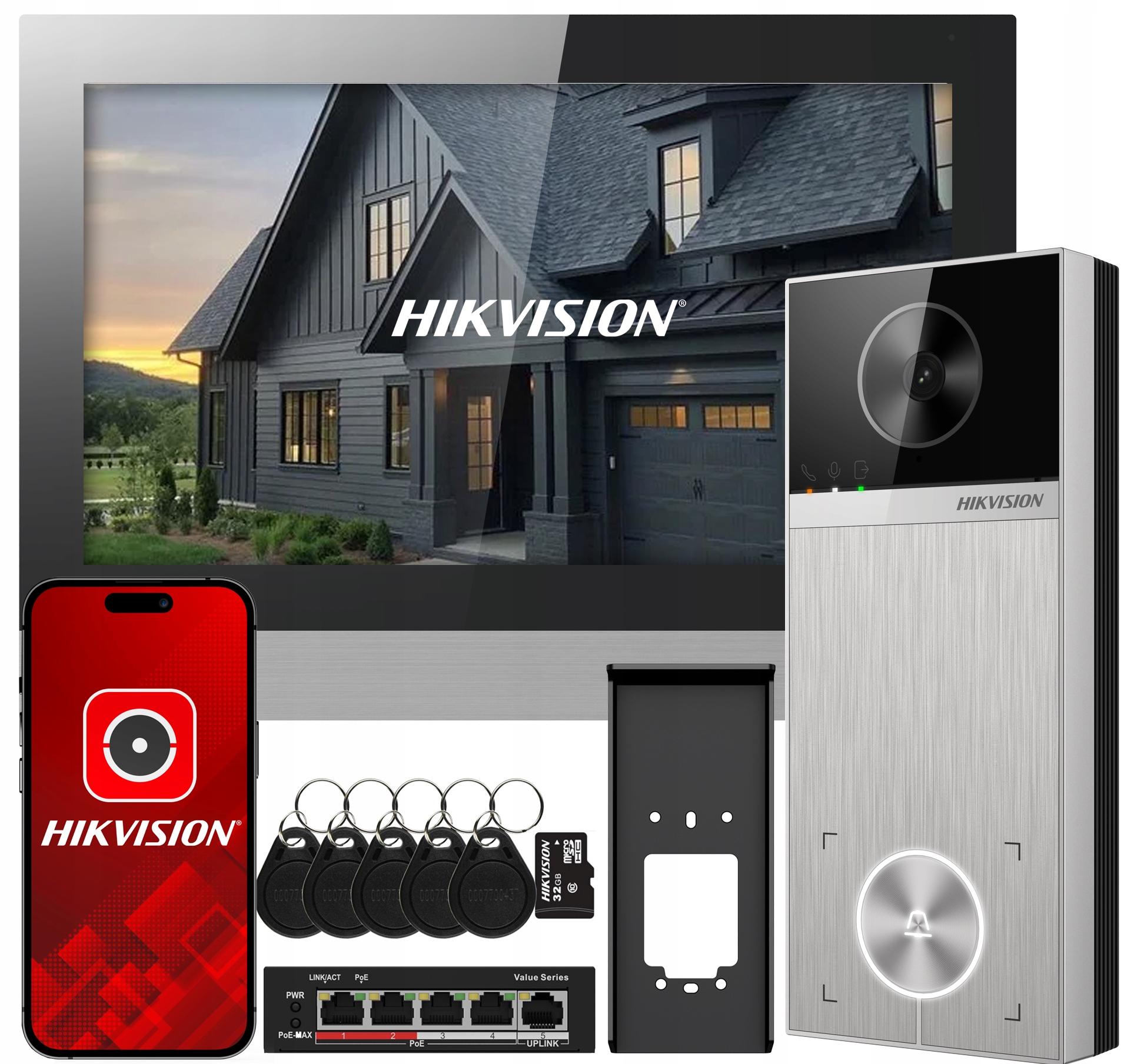 Video Domofon Hikvision DS-KIS613-S WiFi Aplikácia Furtka Brána Kľúčenky Poe