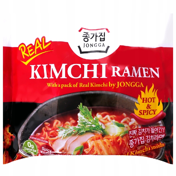 6 x Kimchi ramenová polévka Hot & Spicy s pravým kimchi 122 g Jongga