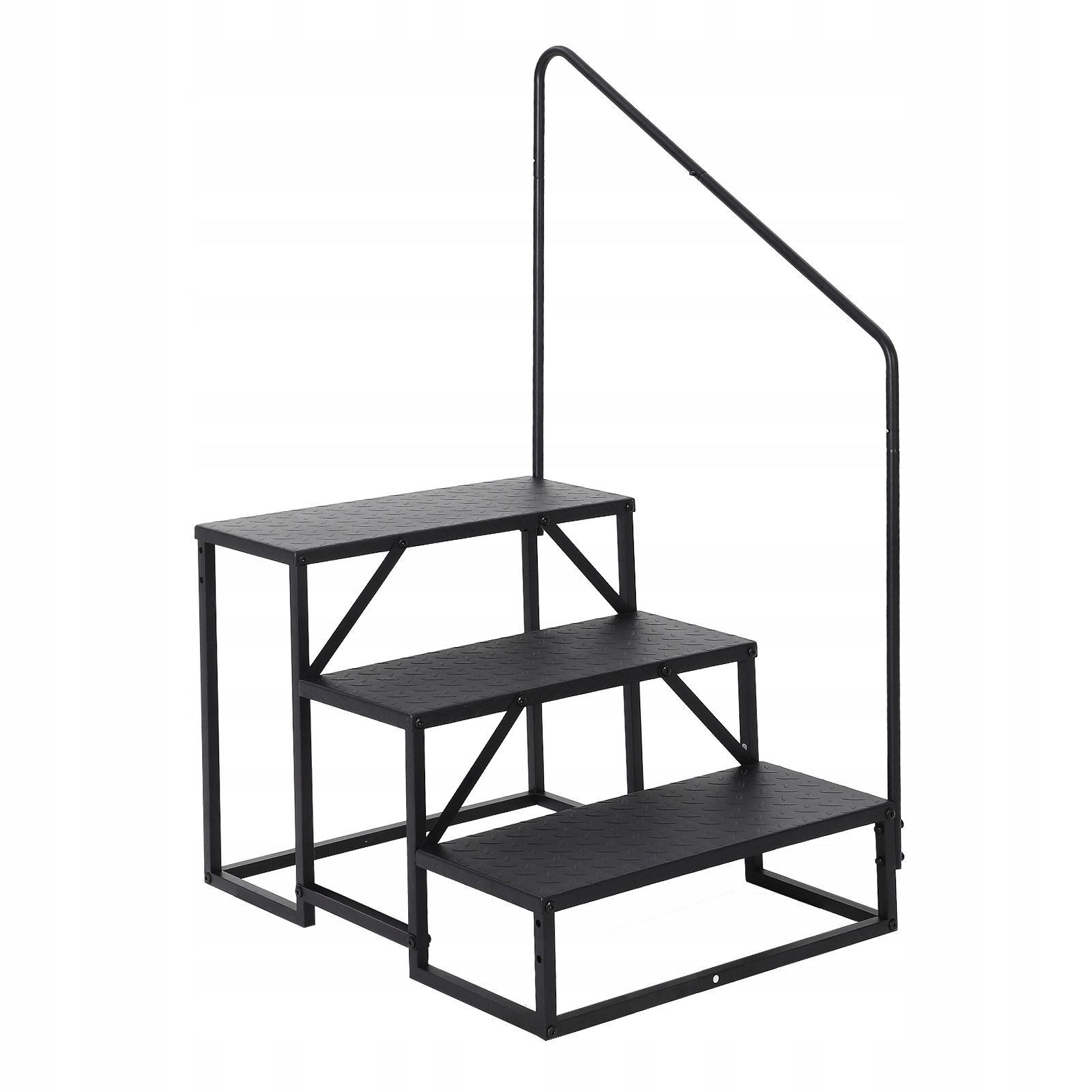 Výsuvné schůdky pro obytné vozy s madlem, 3 stupně s 1 madlem, vč. žluto-černé pásky