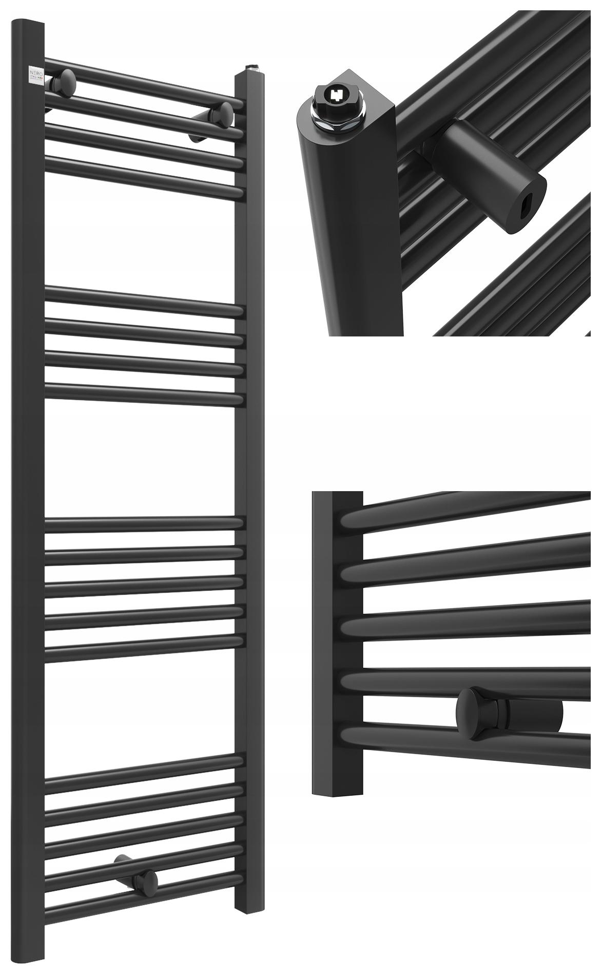 Kúpeľňový Radiátor 120/40cm Čierny Rebríkový Radiátor Moderný Puerto