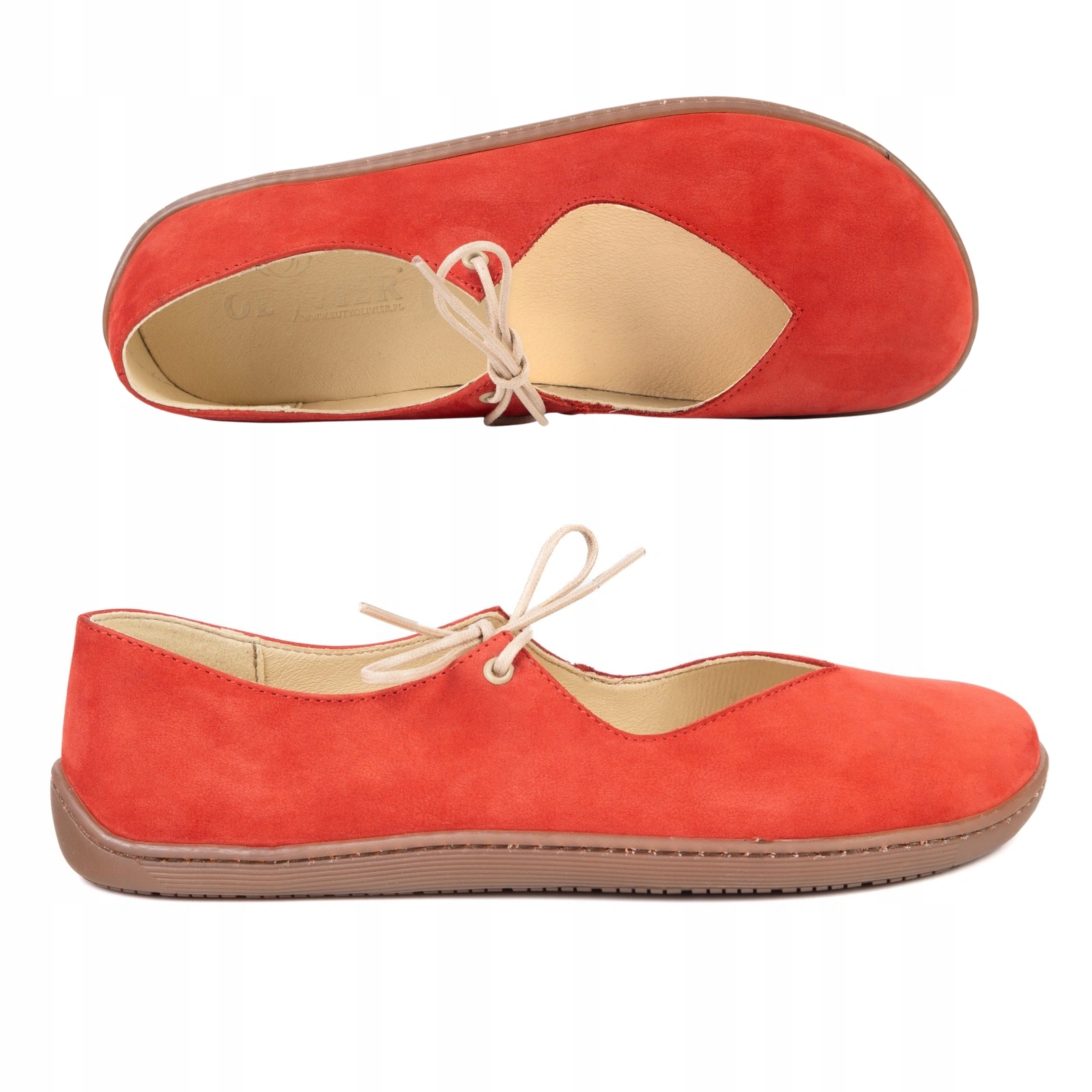 Dámské kožené barefoot baleríny Camille – červené 37