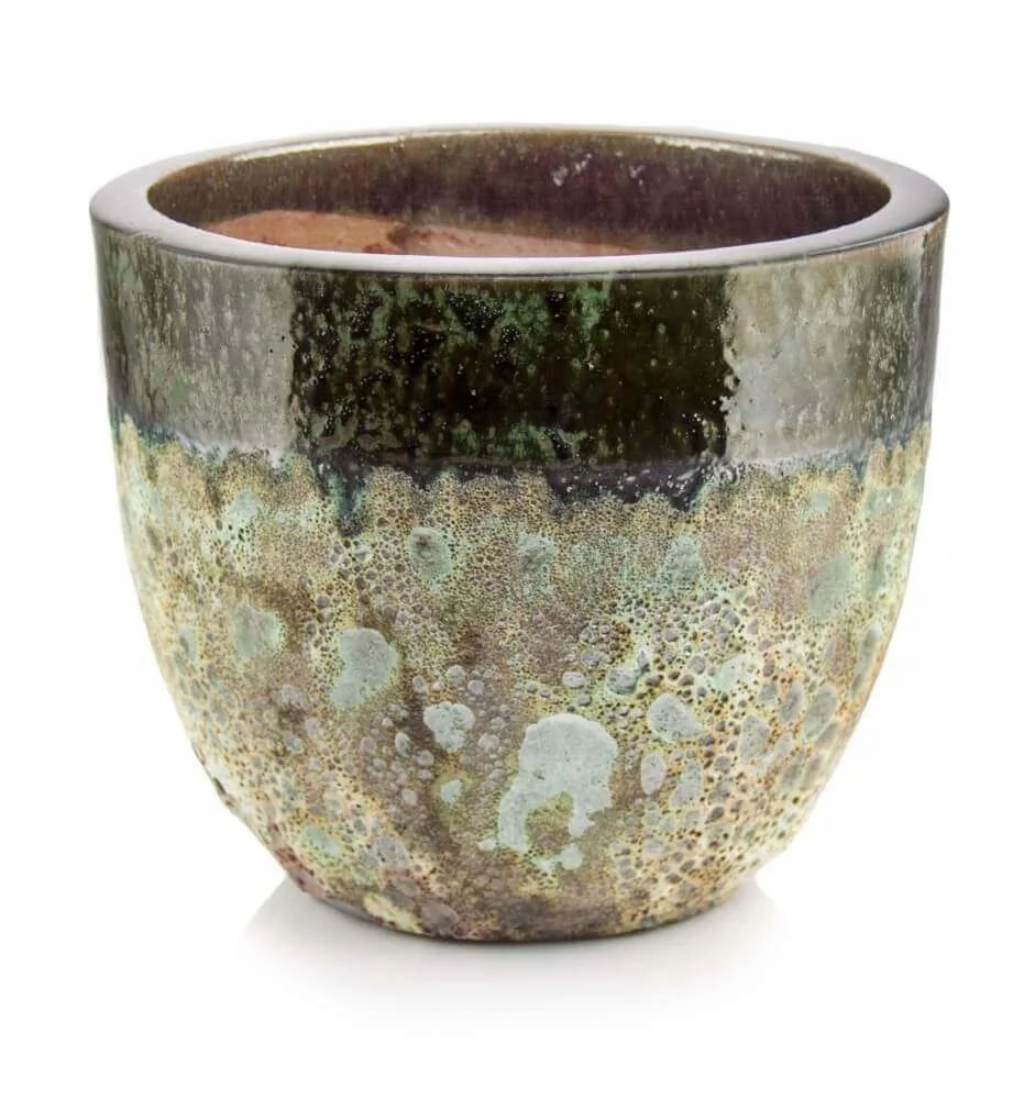 Donica Mrozoodporna Ceramiczna Zielona Ogrodowa Okrągła 30X26 CM