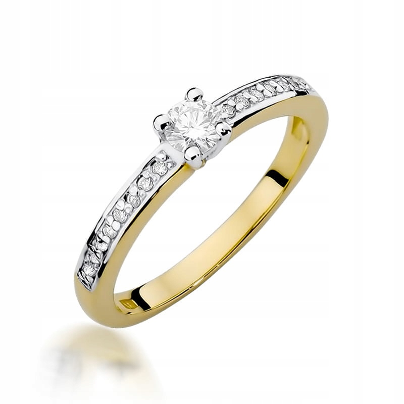 Zlatý prstýnek 585 s diamanty 0.20 ct kulatý zásnubní výbrus, módní
