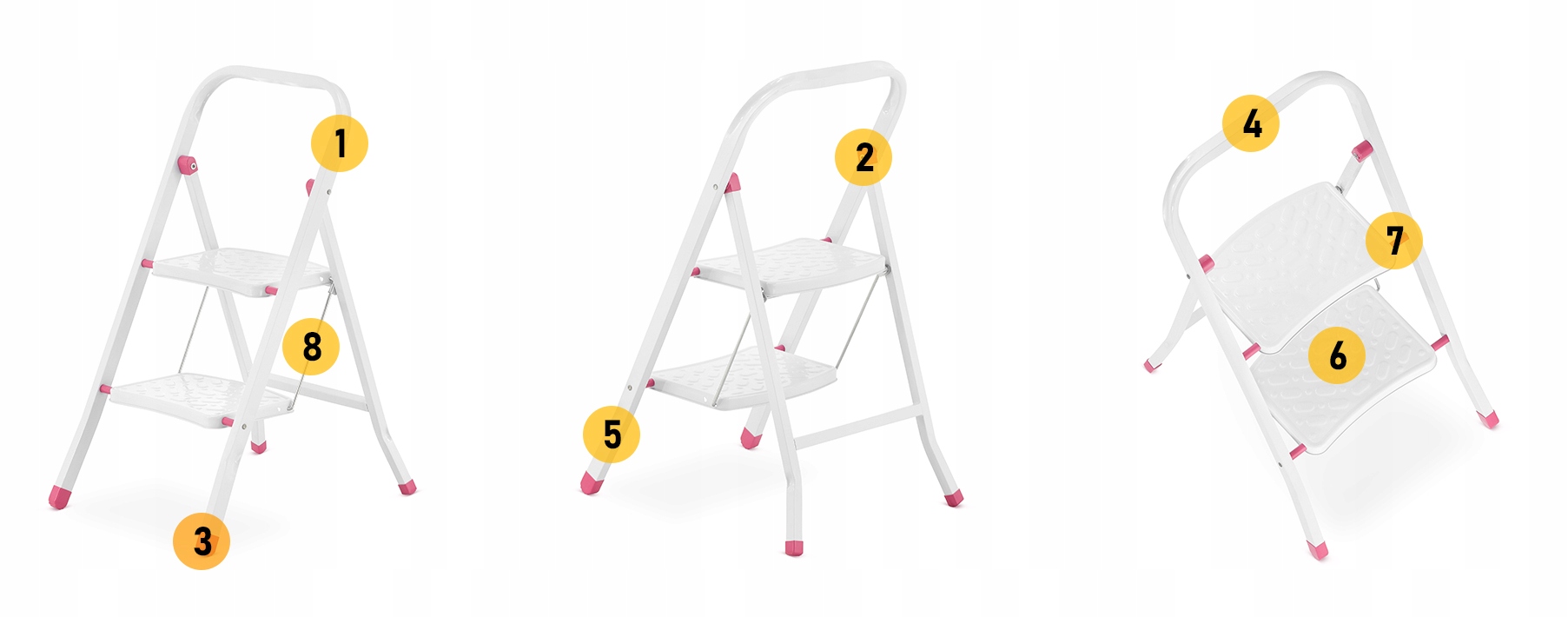Drabina składana domowa 3 stopniowa schodki HIGHER — 14