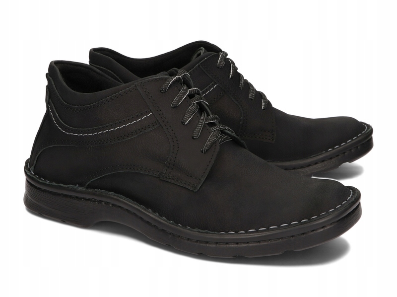 TRZEWIKI PÓŁBUTY MĘSKIE SKÓRA WELUR 252 CZARNY 43