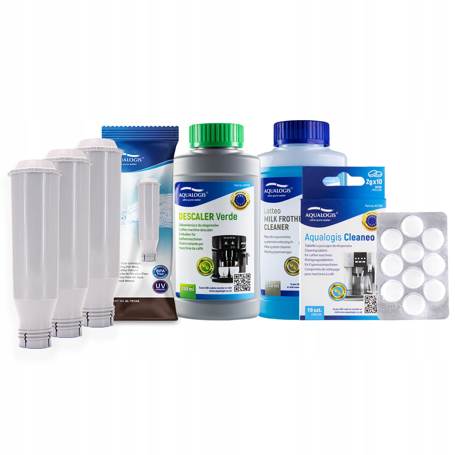 3x Filtr vody AL-TES46 pro kávovar Krups Odvápňovač Tekutina Tablety