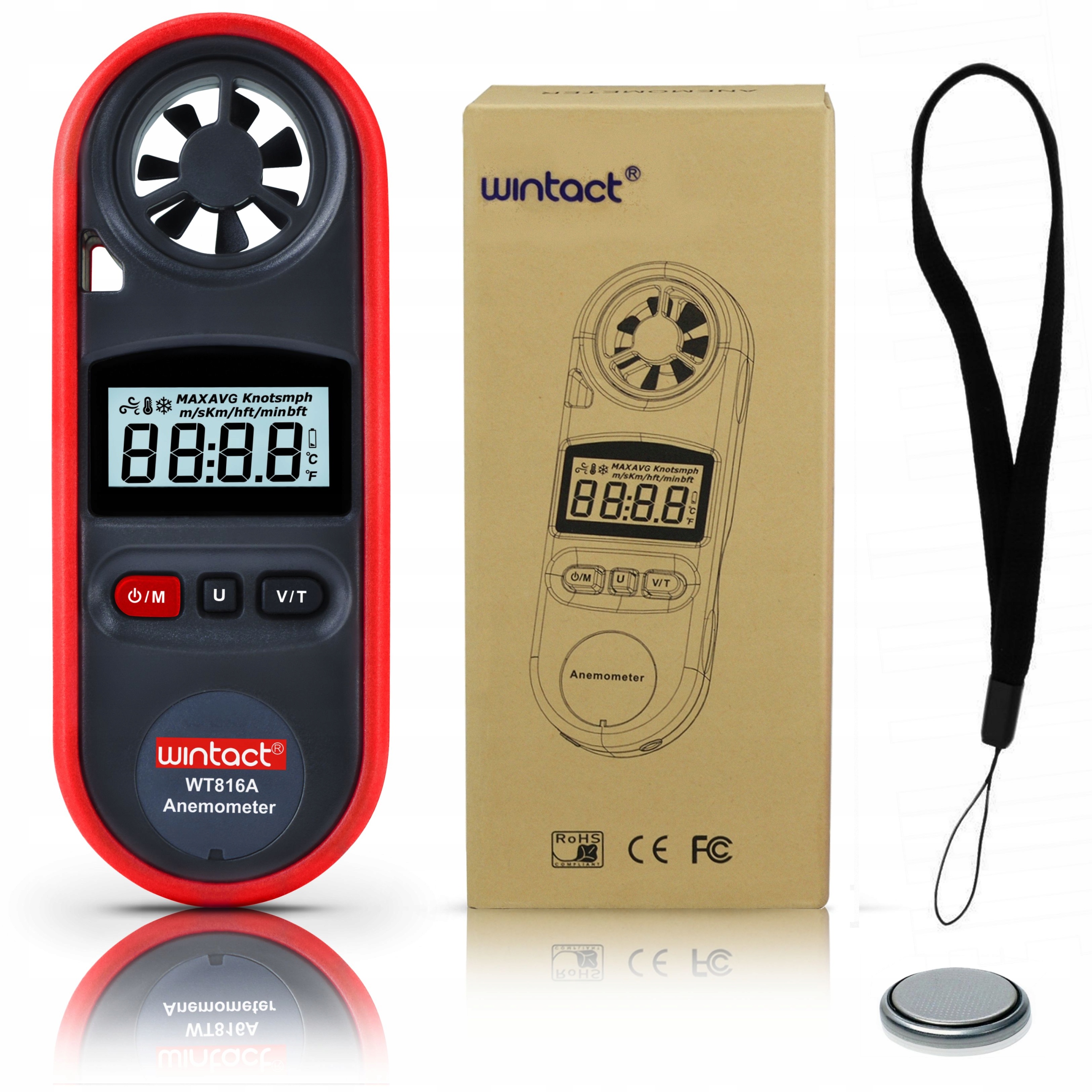 10ks Anemometer Vetromer Merač Rýchlosti Vetra Meranie Teploty LCD