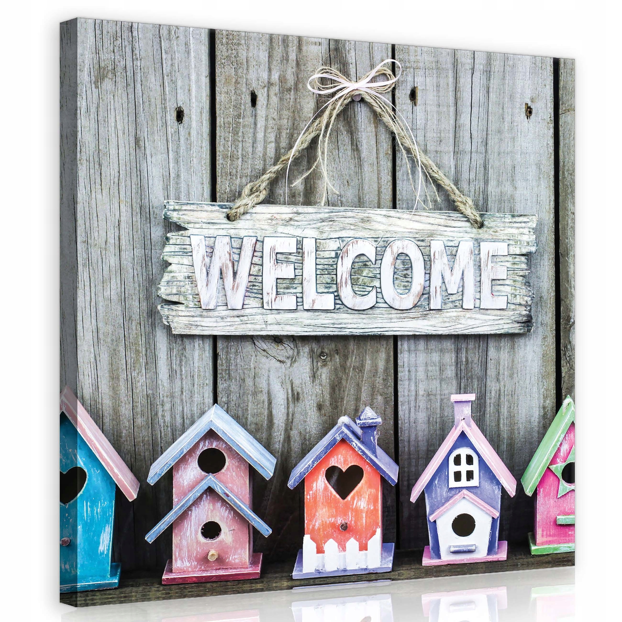 Obraz 80x80 Vítáme domečky pro ptáky dřevěná stěna útulnost radost