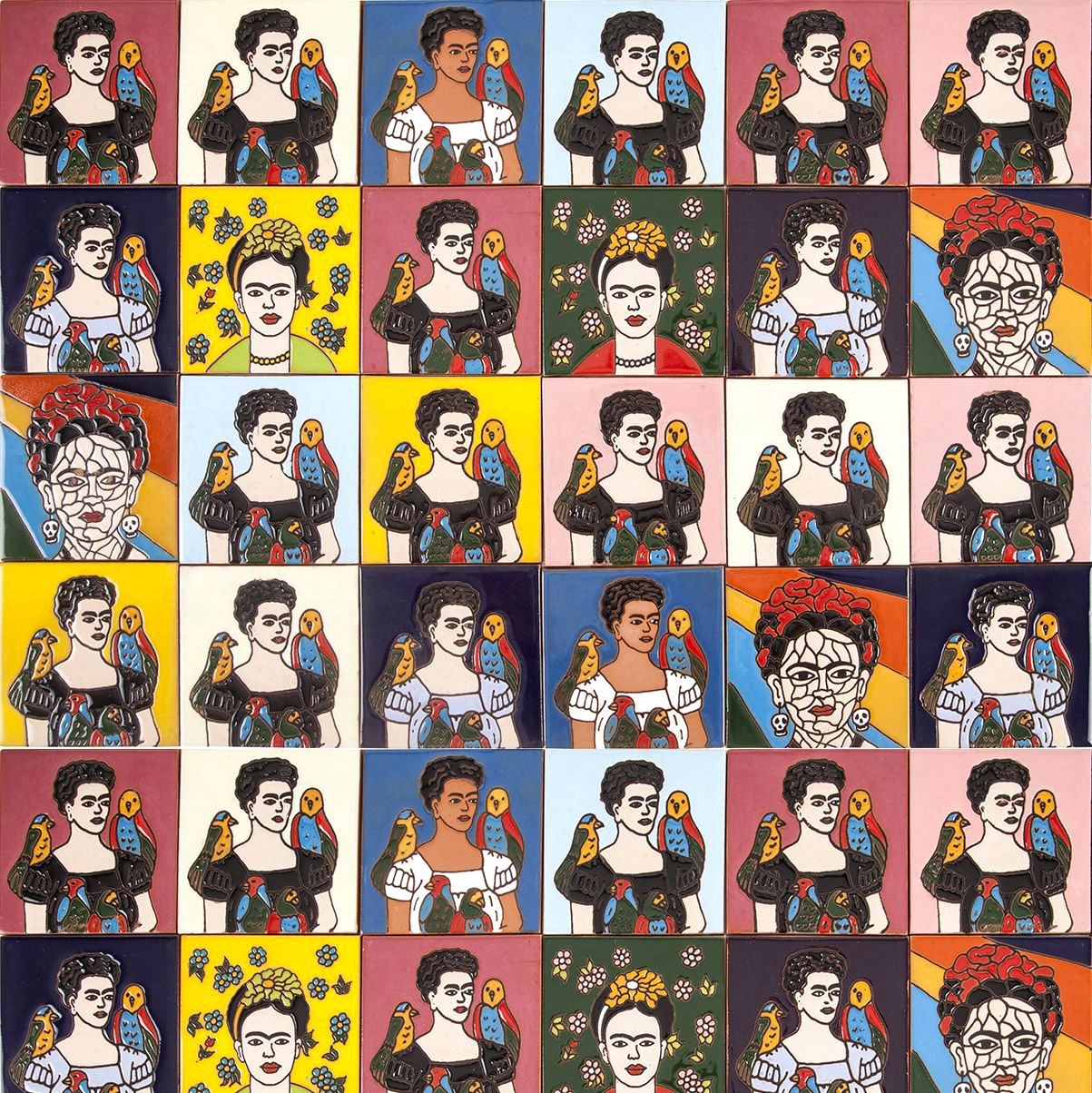 Płytki Ścienne 10x10 Dekoracyjne Frida Kahlo Meksykański patchwork - Fridas