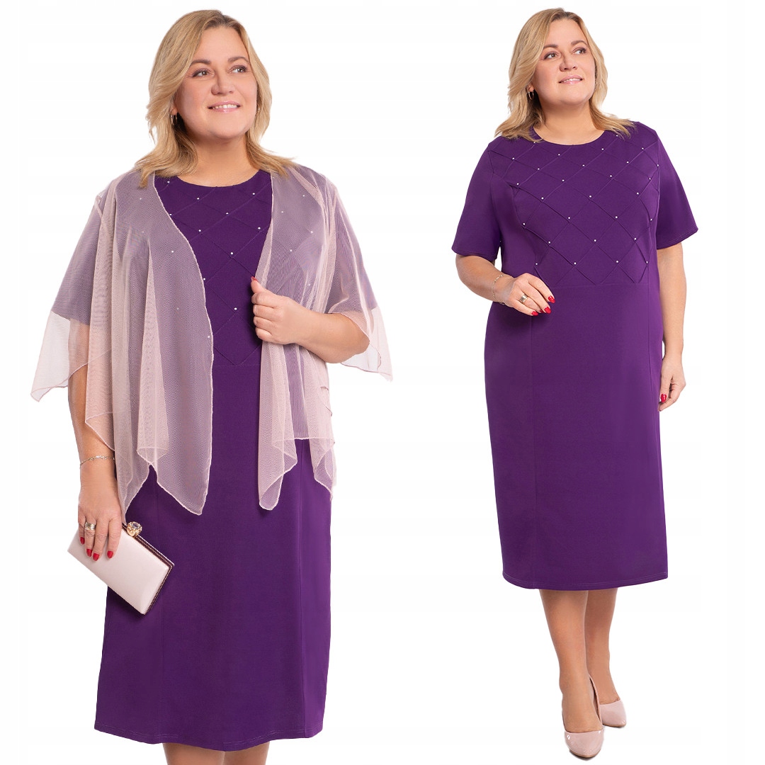 Fialová šaty s perličkami 48/50