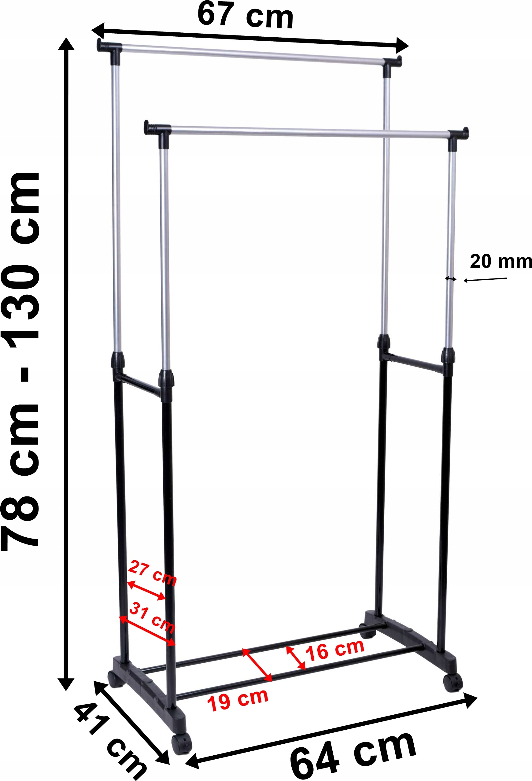 WIESZAK NA KÓŁKACH UBRANIA BUTY GARDEROBA STOJAK Rodzaj montażu stojący