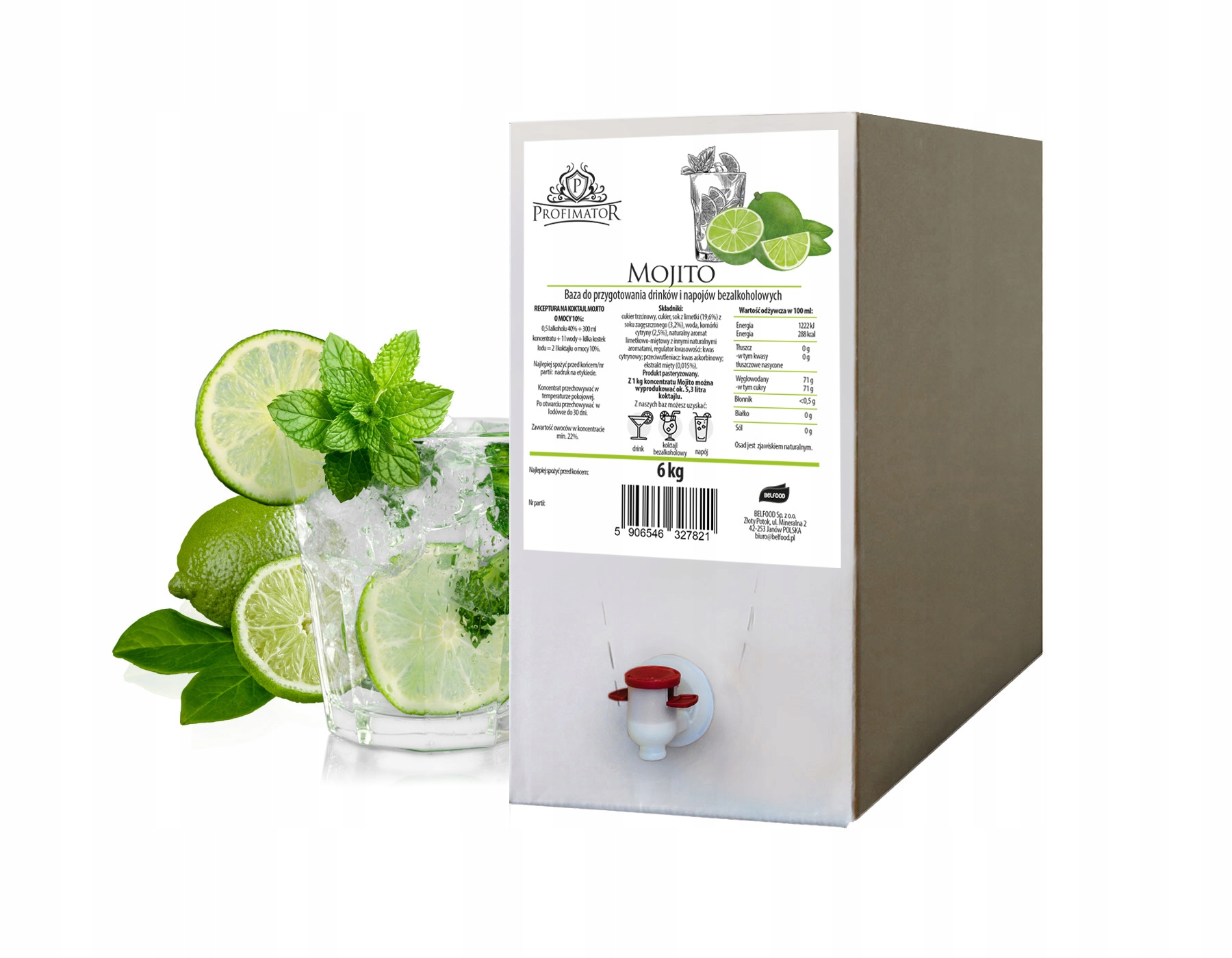 Syrop barmański baza do drinków koncentrat Profimator Mojito box 6 kg