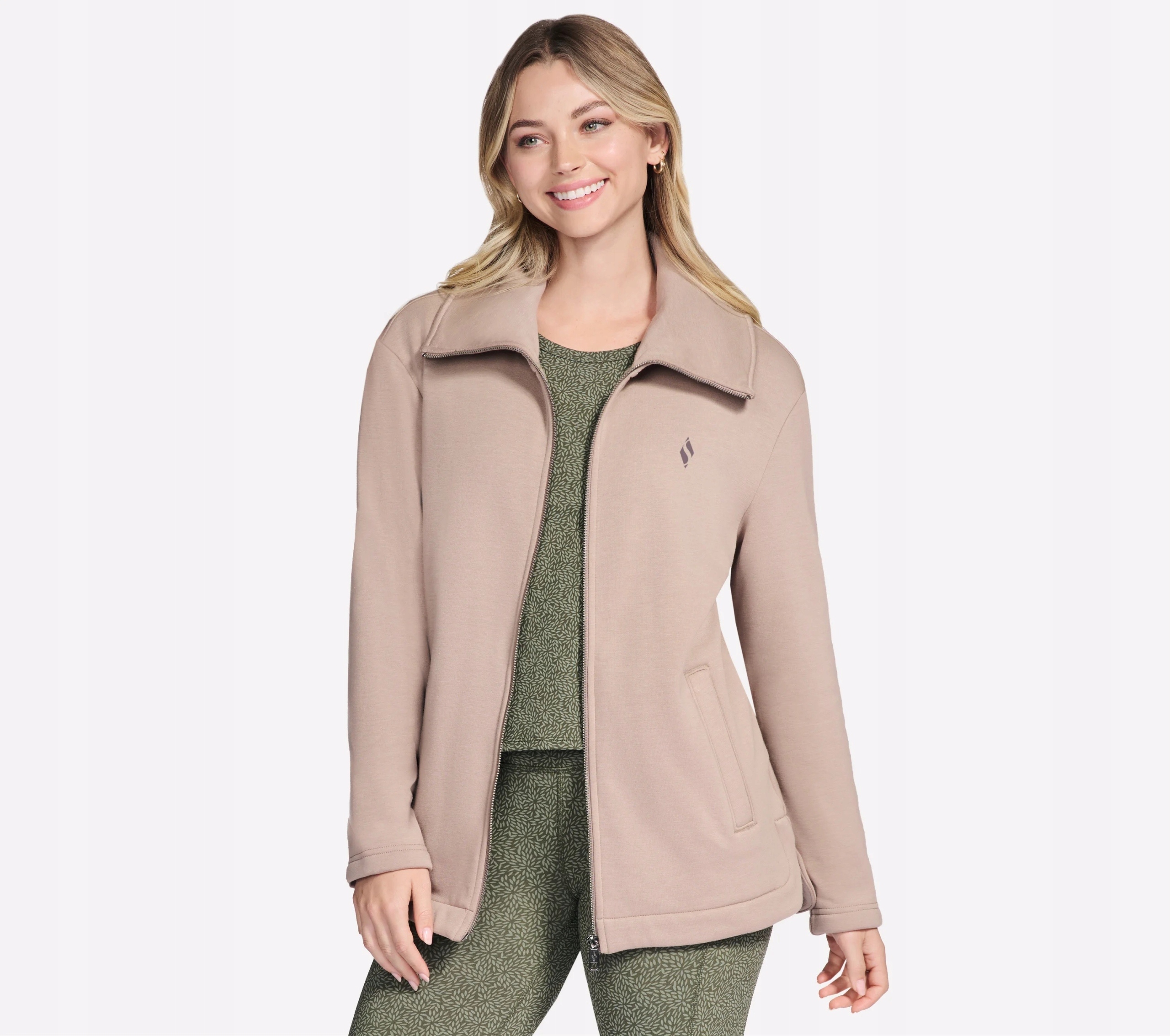 Mikina Skechers Go Snuggle Tunic Full Zip Jacket hnědá JA214 Tpbr