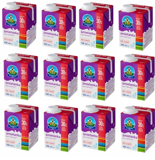 Levně 12x 500 ml Łowicz smetana Bez Laktózy 30% Uht na koláče Svařovací