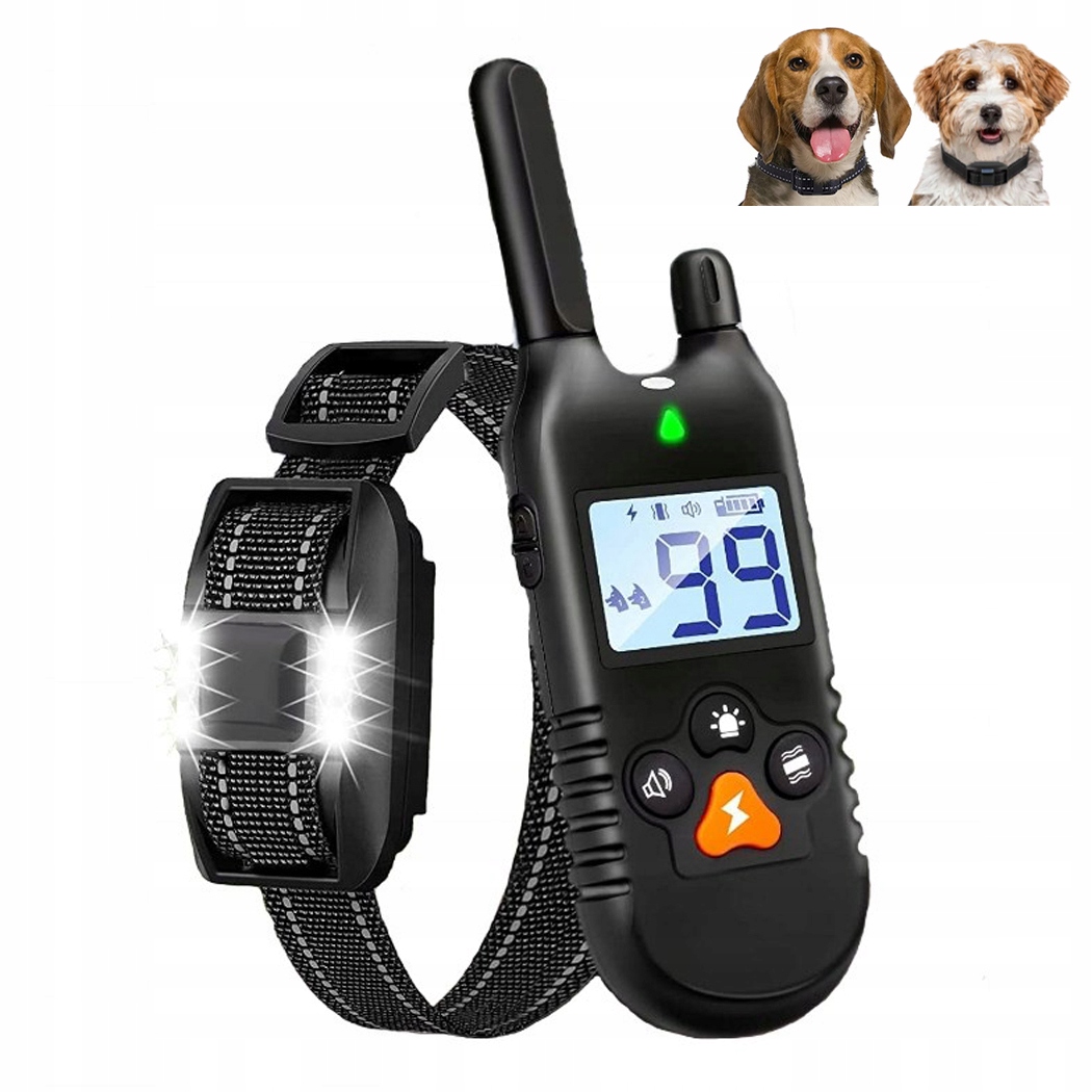 Levně Výcvikový Obojek S Dálkovým Ovládáním Pro Malé/velké Psy 900 M, Dálkové Ovládání Se Světlem