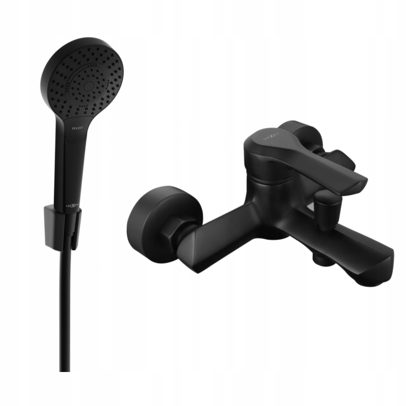 Mexen Sabre R05 vaňová batéria so sprchovacím setom, čierna 7213R05-70