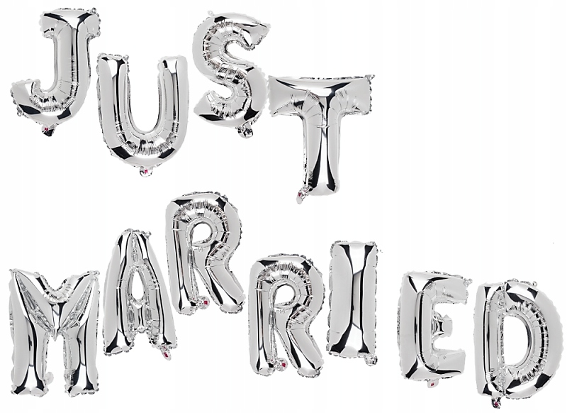 

Balon foliowy zestaw napis Just Married Ślubne
