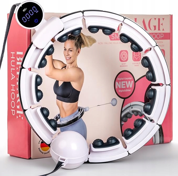 Hula hoop smart s kuličkami Bellage s počítadlem, bílé, pro fitness a zábavu