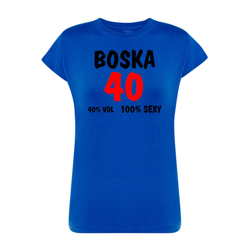 

Urodzinowa koszulka damska Boska 40, niebieska 2XL