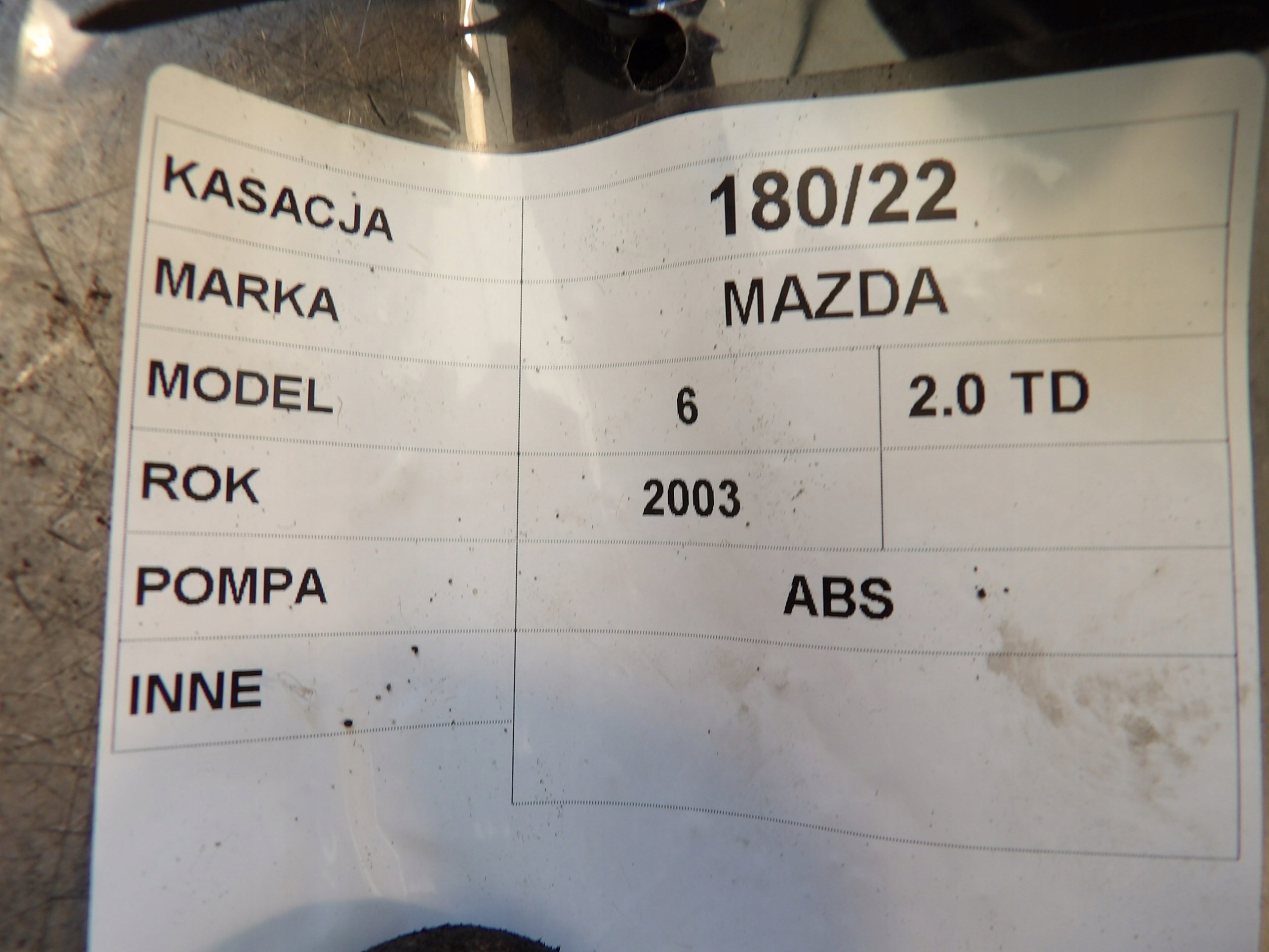 PUMPE ABS MAZDA 6 UND 2,0TD 2059045
