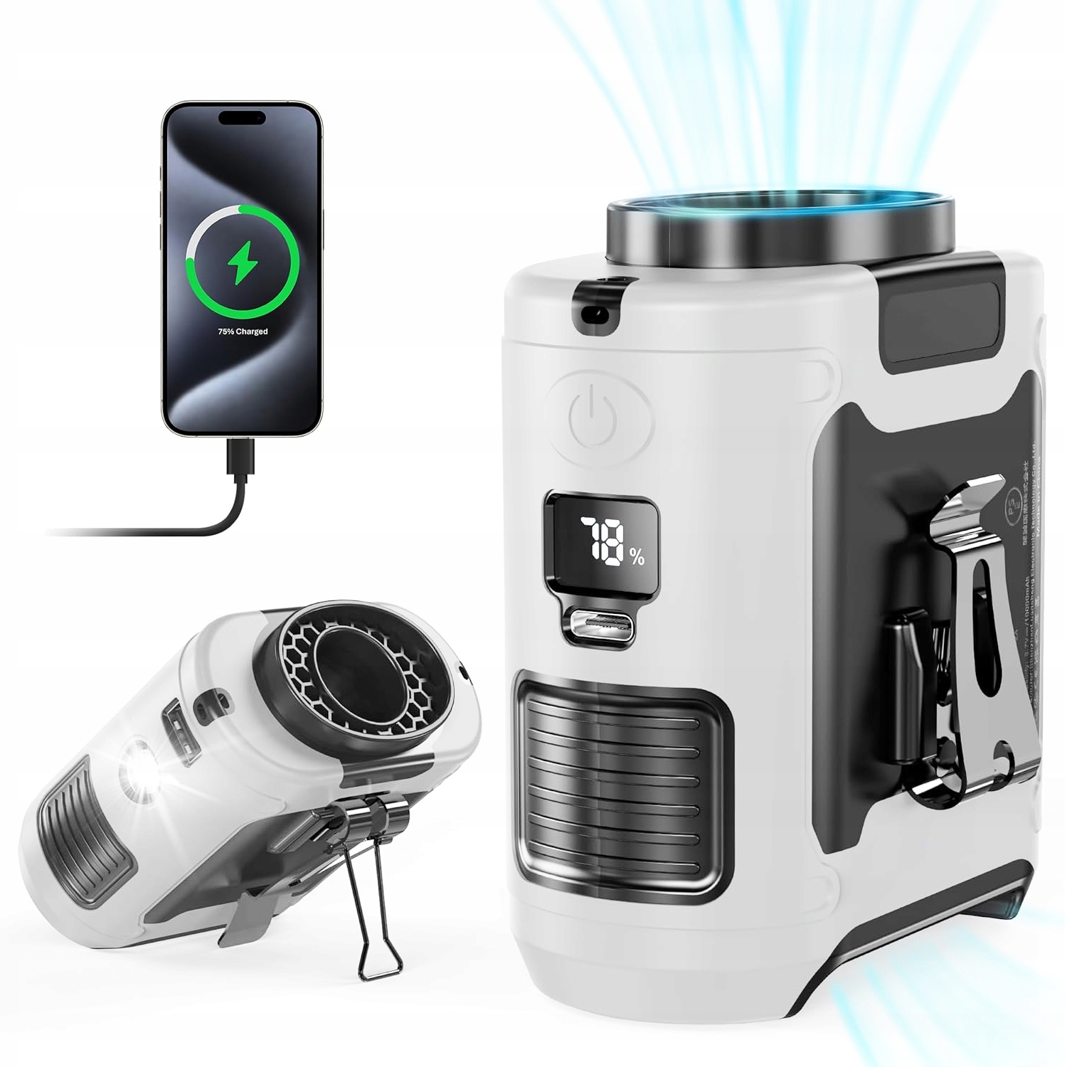 Větráček Na Pás S Akumulátorem O Kapacitě 10000 Mah A Regulací Rychlosti 5 Stupňů