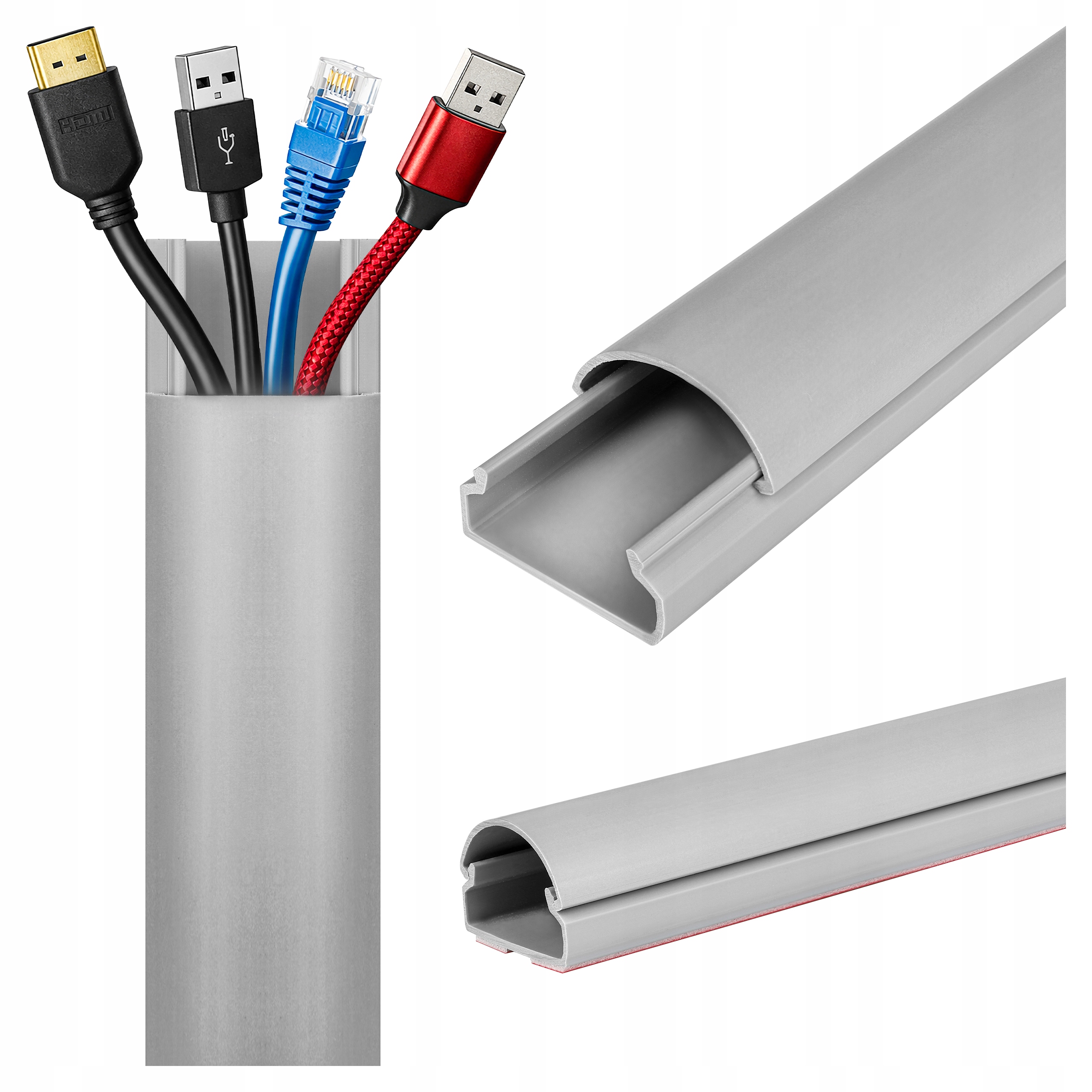 Maskownica kabli RTV 65cm samoprzylepna PCV szara 65 cm