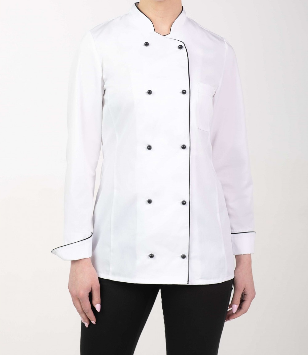 Bluza Kucharska Kitel Damski Długi Rękaw Biały/czarny Martx M-314D R.36