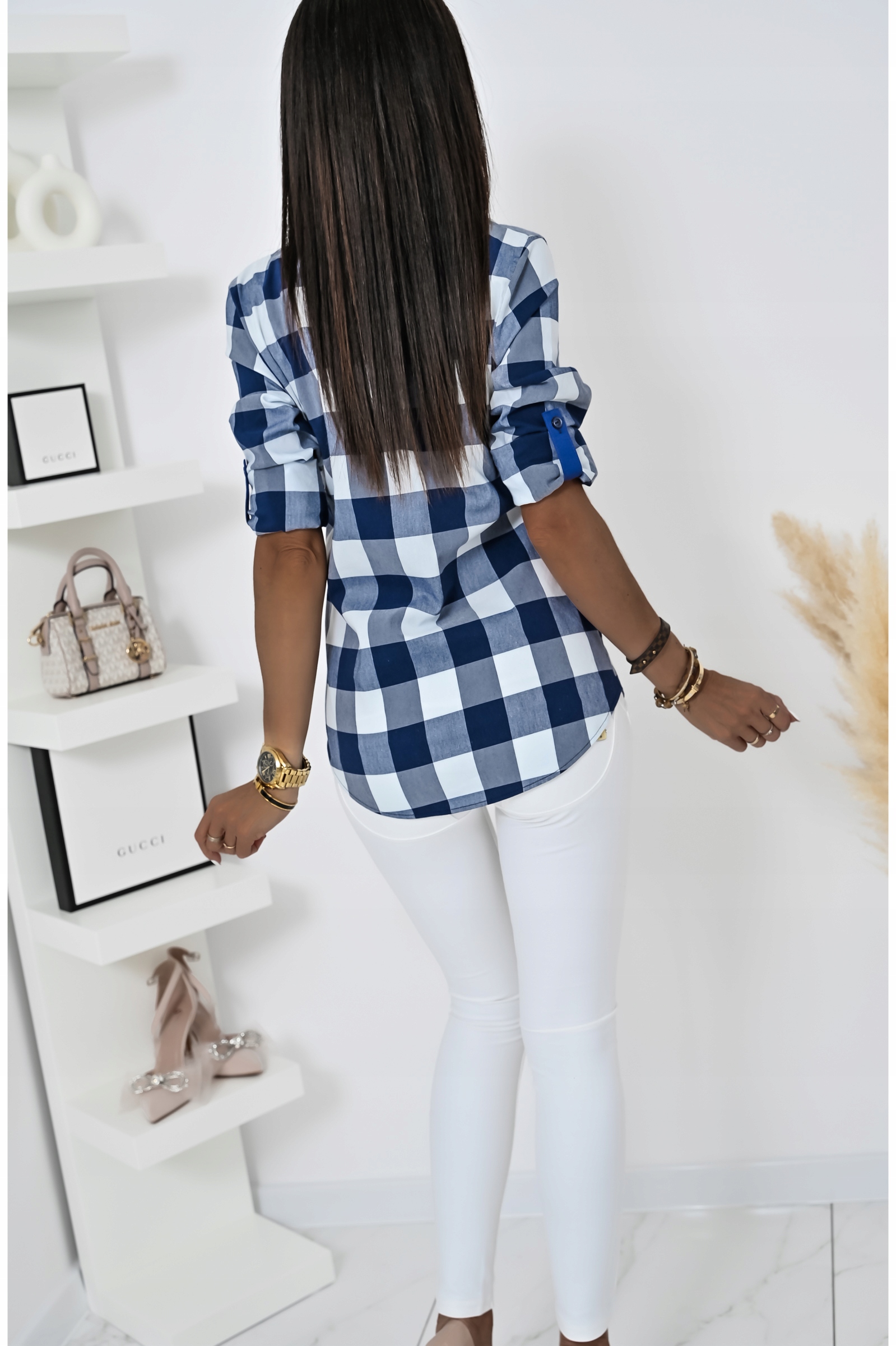 WIOSENNA CASUALOWA KOSZULA W KRATĘ NESSI! WZ.6 r.48 Wzór dominujący kratka