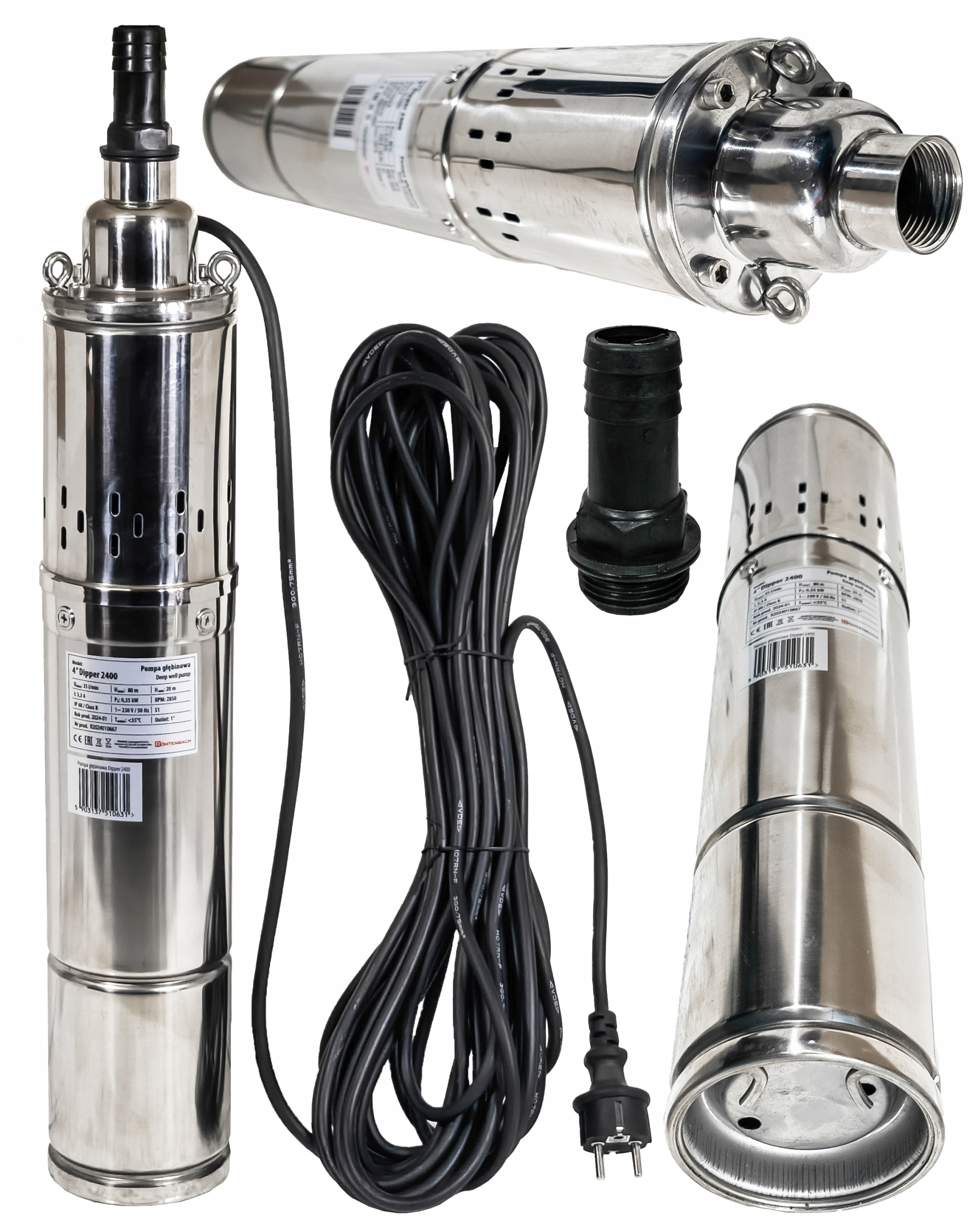 Pompa Głębinowa Wydajna Do Wody Czystej Kabel 15M Dipper 2400 Rohtenbach