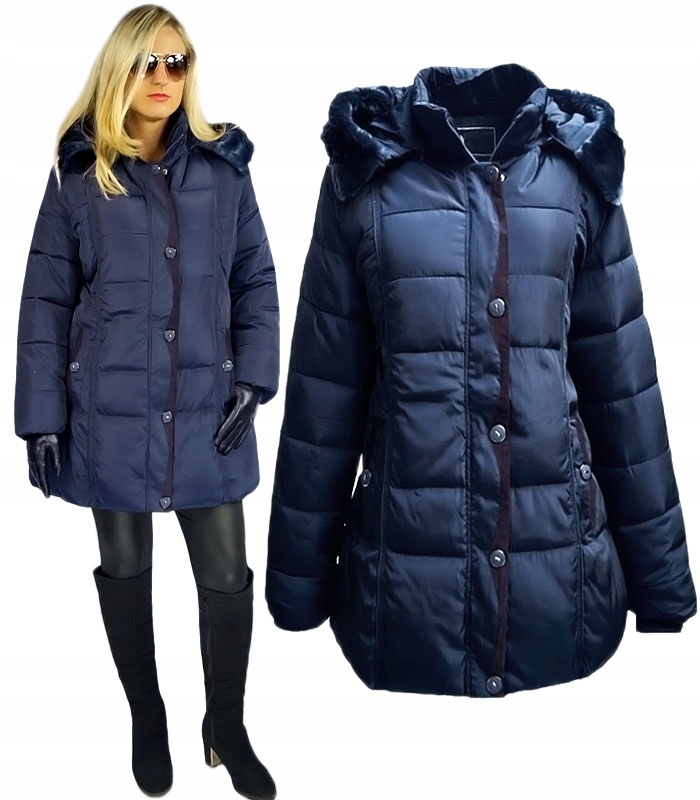 Zimní Úžasná Dámská Teplá Péřová Bunda Celá S Kožešinou 2XL 44