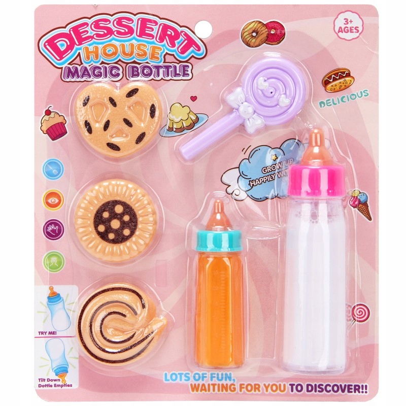 BUTELKA DLA LALKI znikające mleko sok Zestaw