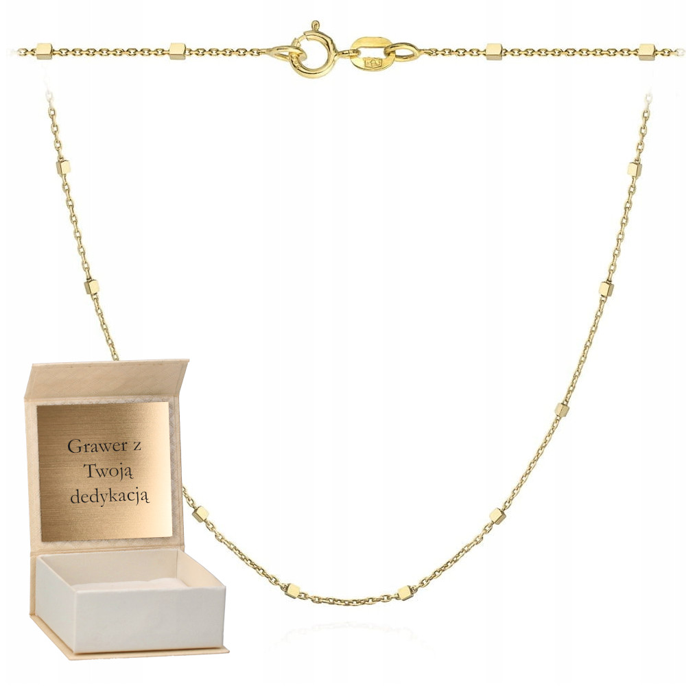 Zlatý náhrdelník Jemné kostičky zlato ryzost 585 Gravírování