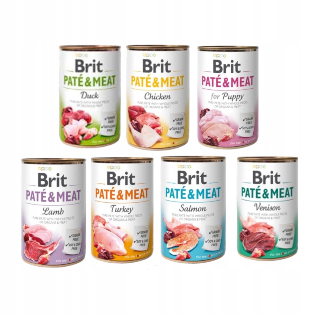 Brit Pate&Meat Mix smaków 12x400g Pakiet mieszany bezzbożowa hipoalergiczna