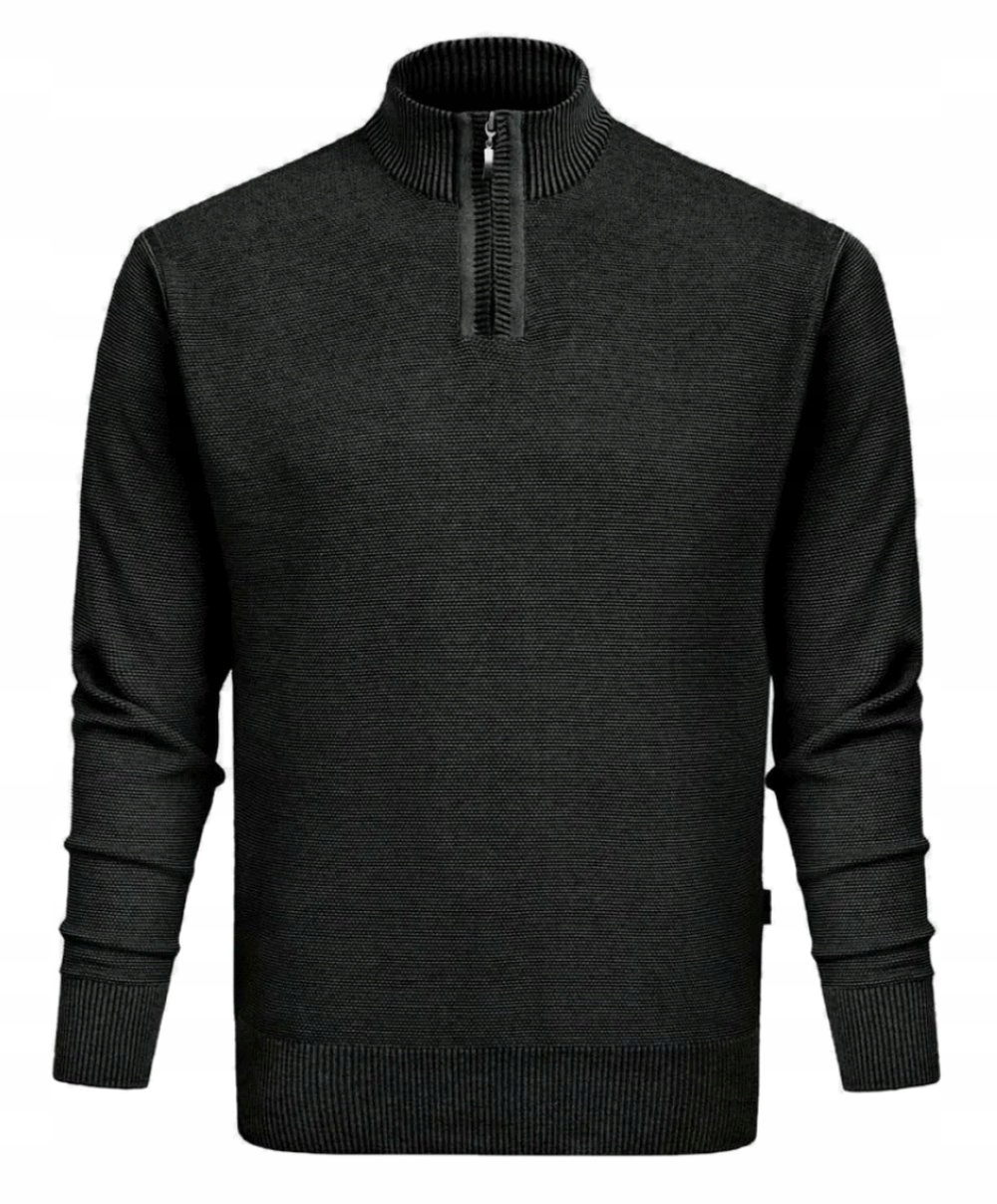Vlněný svetr s vysokým výstřihem na zip Pako Jeans černý XL