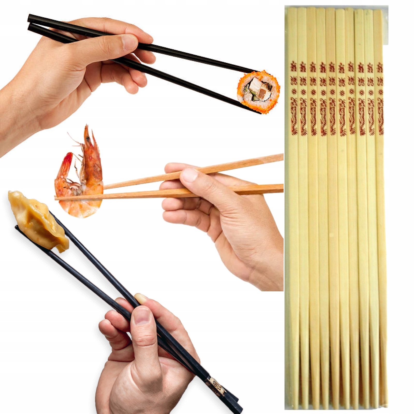 

Pałeczki Bambusowe Białe 10Par SixFortune Do Sushi