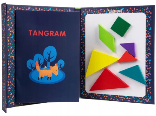 TANGRAM DREWNIANE KLOCKI MAGNETYCZNE MAGNES KSZTAŁTY UKŁADANKA MONTESSORI Marka NORIMPEX