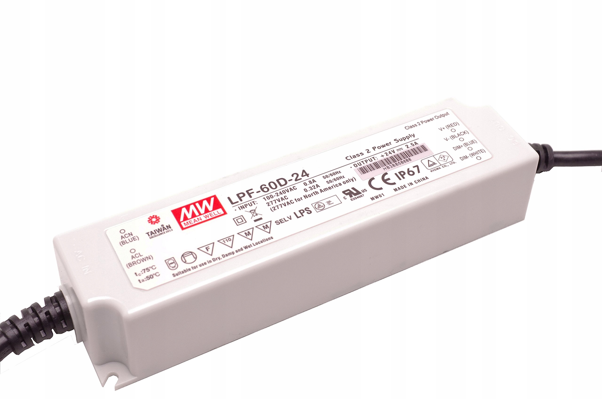 Mean Well LPF-60D-24 Napájecí zdroj: Pulzní Led 60W 24VDC 90...305V Ac