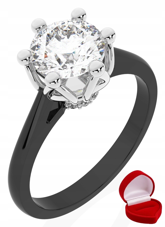 Zlatý Prstýnek 585 14k Brylant 1 ct Černé Zlato R23