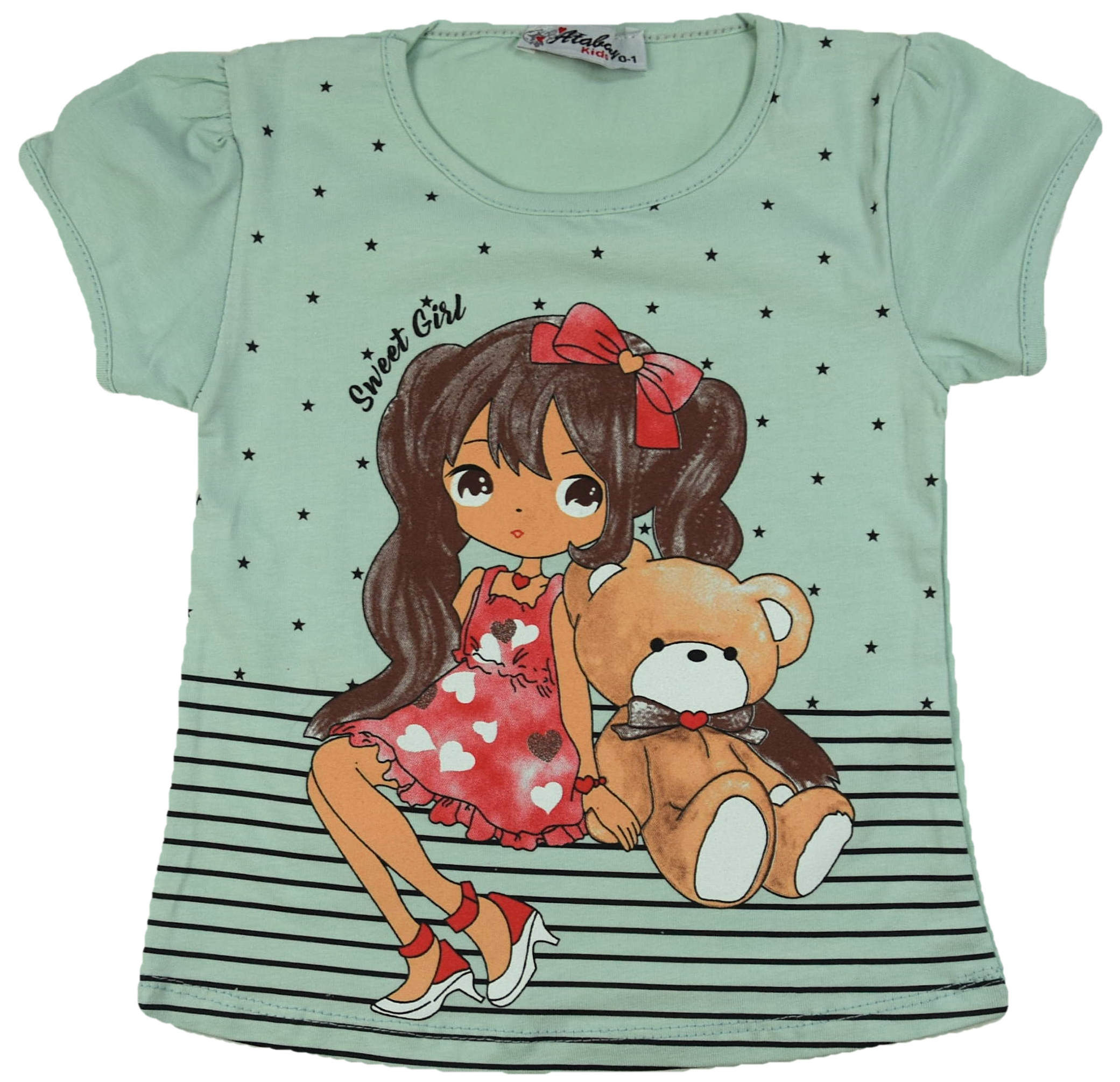 

T-shirt Koszulka Dziewczynka Miś Mięta 80/86