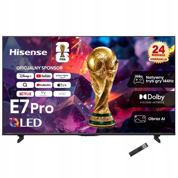 Telewizor 55" Hisense 55E7S Pro Dled 144Hz Dolby Atmos Vidaa Tv Nowy