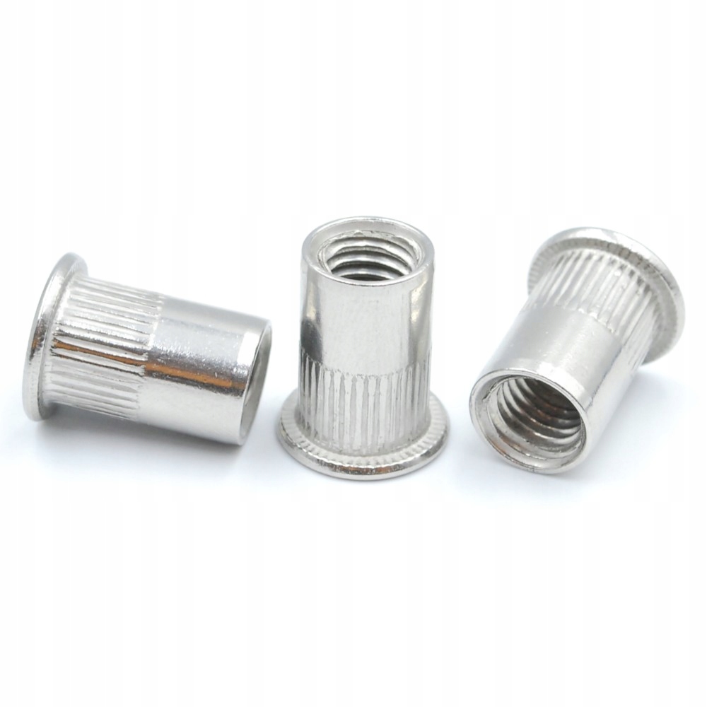 Rýhovaná nýtovací matice nerezová VEL-M12 Plochá příruba Inox 100 Ks